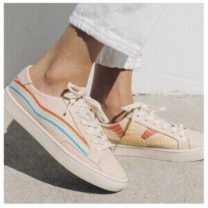 Soludos Rainbow Wave Women’s Leather Sneakers “Chill Out” Size 10 EU 40.5